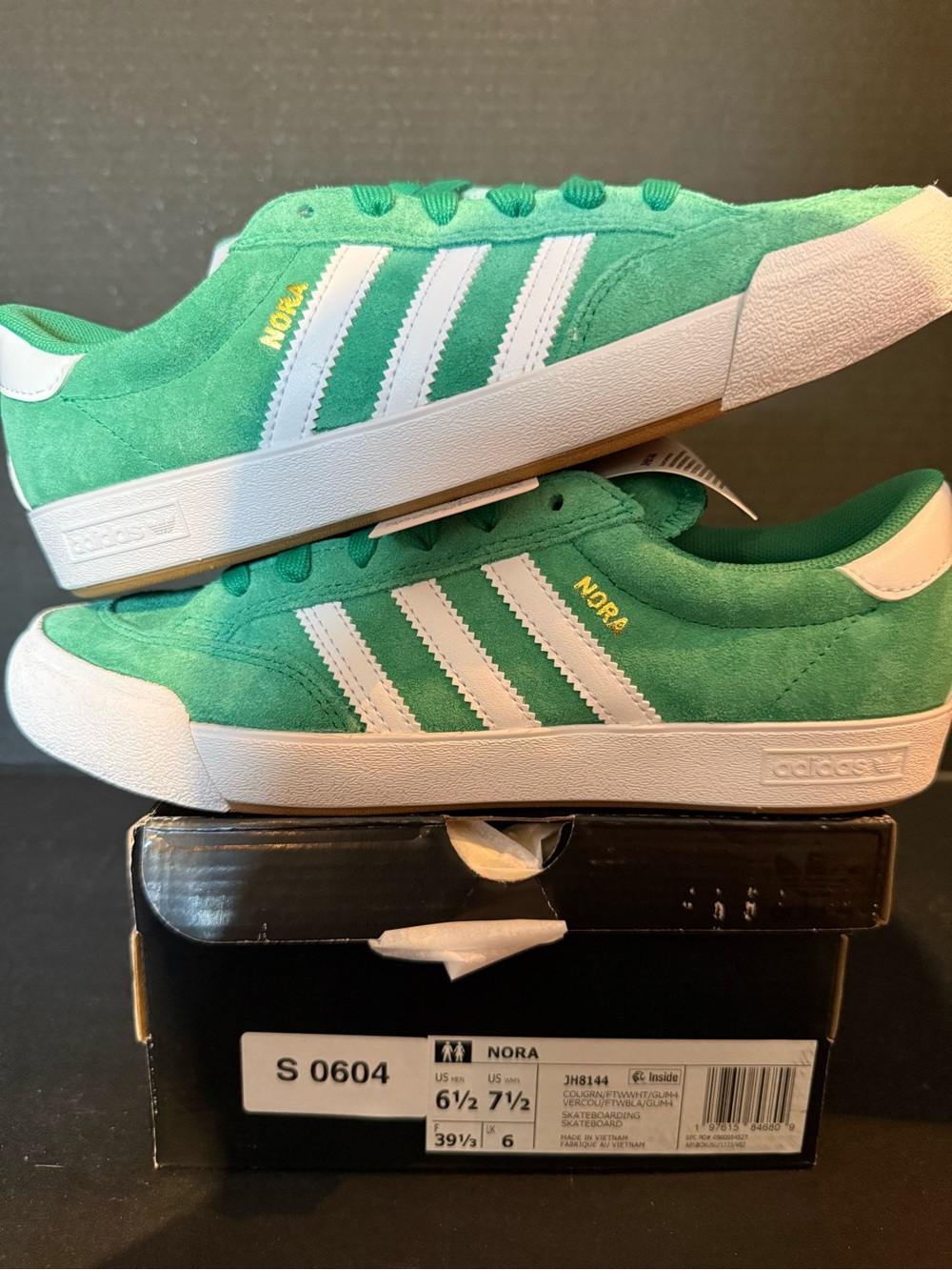 Newly released adidas Women’s Nora Suede Skate Shoes in Green & White 7.5W